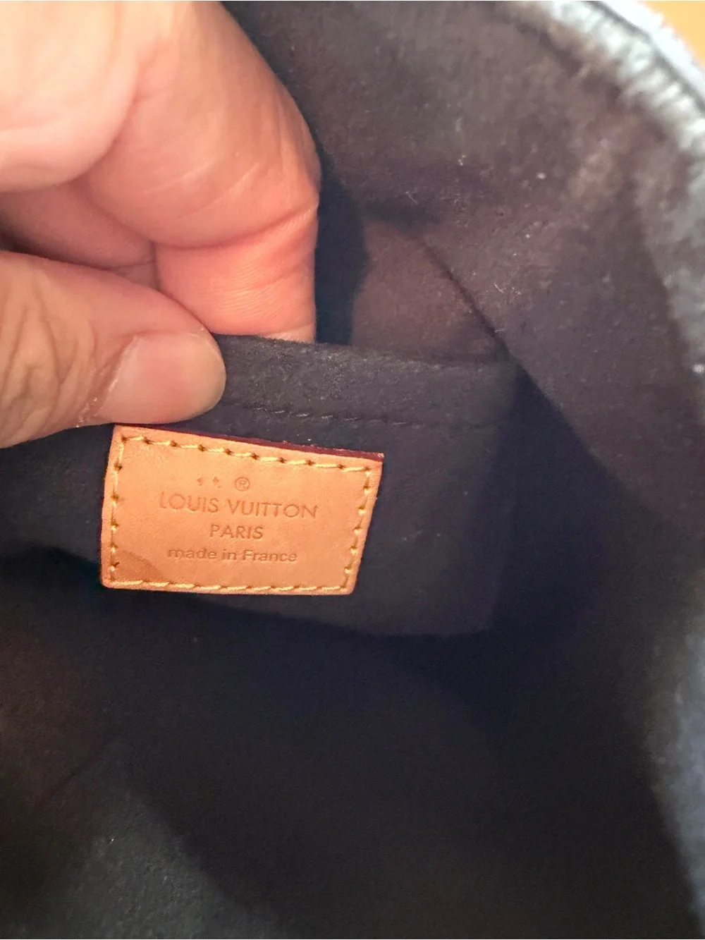 Louis Vuitton Interior Patch in Black with Tan Leather Label